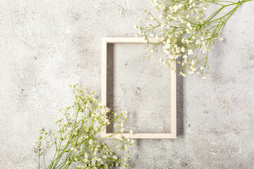 Creative banner with fresh white baby's breath flower
