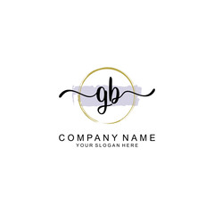 GB Initial handwriting logo with circle hand drawn template vector