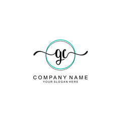 GC Initial handwriting logo with circle hand drawn template vector