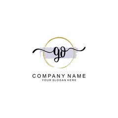 GO Initial handwriting logo with circle hand drawn template vector