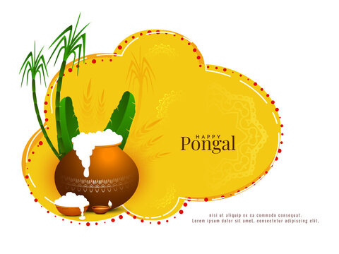 Happy Pongal south Indian harvest festival greeting card design
