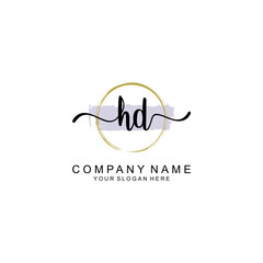 HD Initial handwriting logo with circle hand drawn template vector