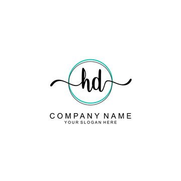 HD Initial handwriting logo with circle hand drawn template vector