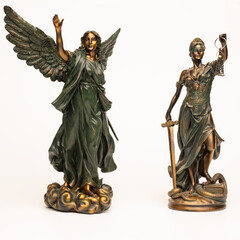 Sculpture of the ancient Greek goddess of victory Nike and goddess of justice Themis