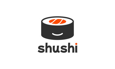 Smile and happy sushi japanese restaurant logo