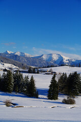 Fototapeta na wymiar Hochgrat von Oberstaufen im Allgäu aus gesehen
