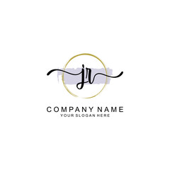 JR Initial handwriting logo with circle hand drawn template vector