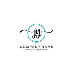 JY Initial handwriting logo with circle hand drawn template vector