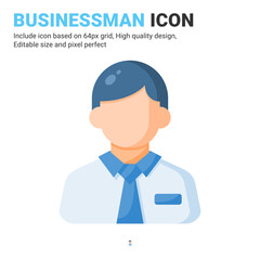 Businessman icon vector with flat color style isolated on white background. Vector illustration entrepreneur sign symbol icon concept for business, finance, industry, company, apps and all project