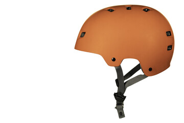 Orange sport helmet isolated on white background.