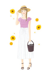 夏服を着た女性