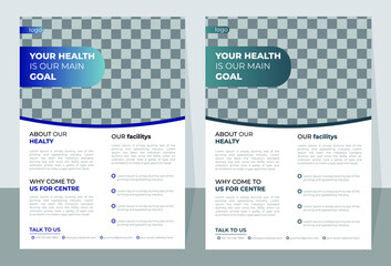 Creative modern healthcare and medical a4 flyer design template for print with geometric shapes. poster, Corporate, Brochure, professional,