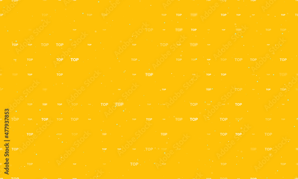 Poster Seamless background pattern of evenly spaced white top symbols of different sizes and opacity. Vector illustration on amber background with stars