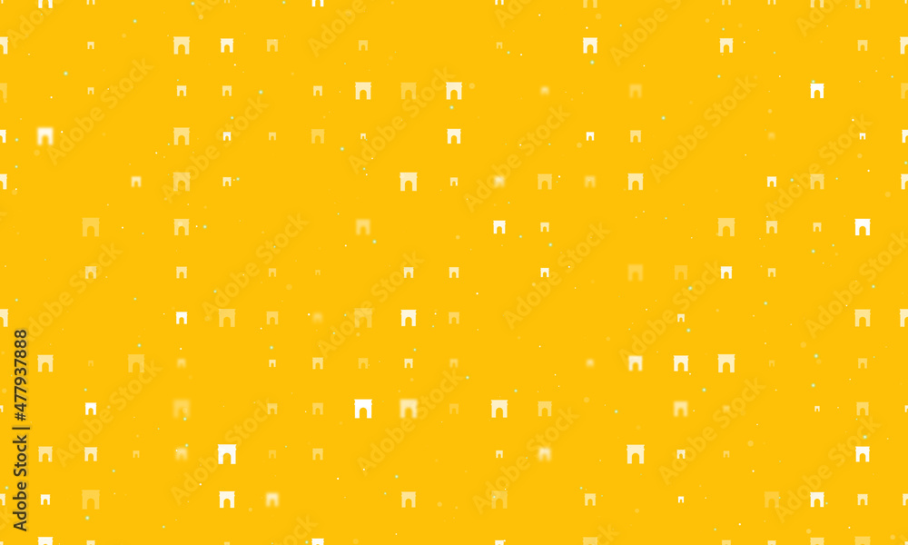 Poster seamless background pattern of evenly spaced white arch symbols of different sizes and opacity. vect