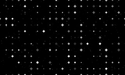 Seamless background pattern of evenly spaced white star symbols of different sizes and opacity. Vector illustration on black background with stars