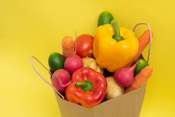 Delivery of vegetables. Package with vegetables