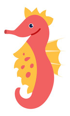 Sea horse with cute flippers isolated on white