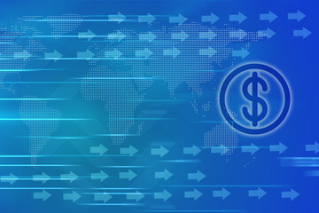 2d rendering dollar business graph background
