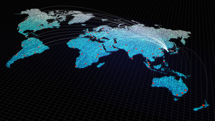 Global connectivity from Seoul, South Korea to other major cities around the world. Technology and network connection, trading and traveling concept. World map element of this clip furnished by NASA