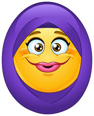 Muslim female emoji emoticon wearing a hijab 