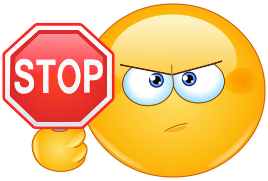 Emoji emoticon holding a stop sign