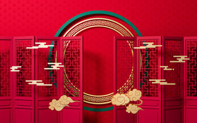 Chinese style scene and chinese style background, 3d rendering.