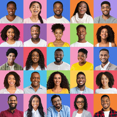 Multiethnic group of men and women, collection of photos