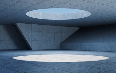 Abstract concrete buildings with open background, 3d rendering.