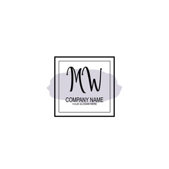 Letter MW minimalist wedding monogram vector