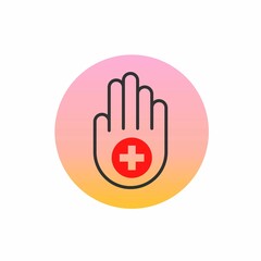 Hand Medical Marker illustration icon. Style is a bicolor flat rounded symbol, blue and white colors, rounded angles, black background.