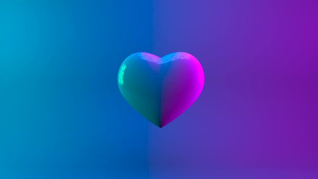 Heart shape 3d animation. Rotating and exploding red heart for Valentine's day on pink background. Love, holiday, gift, romance concept.