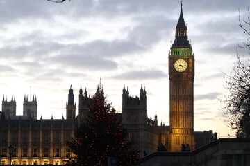 The Westminster Palace and Big Ben clock tower, major tourist attraction and Parliament in London...