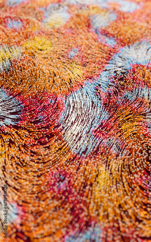 Poster abstract flowing lines, flowing particles, 3d rendering.