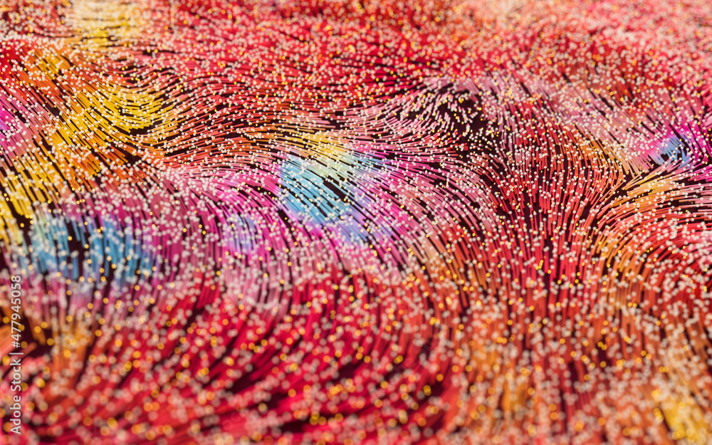 Poster abstract flowing lines, flowing particles, 3d rendering.