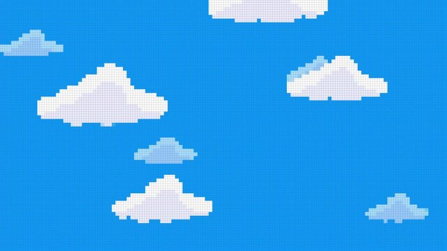 pixel clouds background motion animation. 4K video