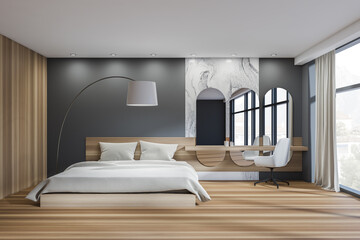 Elegant white and grey bedroom