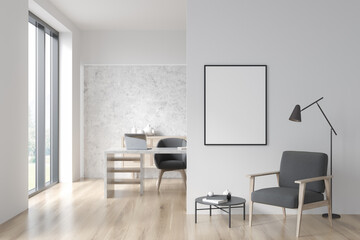 Fototapeta premium White office with mockup in entrance hall