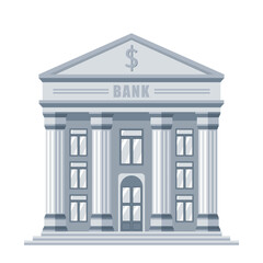 bank building architecture cartoon vector illustration isolated object