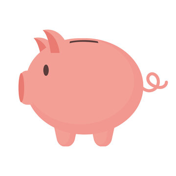 pink piggy bank cartoon vector illustration isolated object