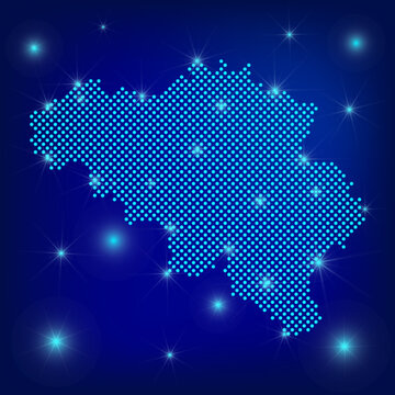 Belgium map in blue. Dotted map. Dots  Belgium map with spotlights on dark blue background.  Global social network.  Blue futuristic background with map of Kingdom of Belgium. EPS10