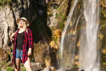 Naklejka na ściany i meble Grunas Waterfall is a picturesque site inside the National Park of Thethi, Albania