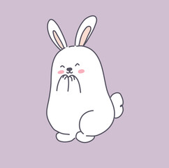 cute beautiful funny cartoon bunny on pink background