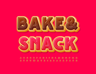 Vector sweet poster Bake Show. Tasty Donut Font. Pink glazed set of Alphabet Letters and Numbers