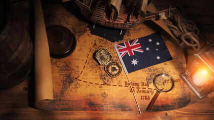 Fototapeta na wymiar Happy Australia Day, Vintage greeting card.