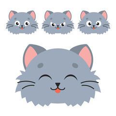 Cute cat. Cartoon character. Colorful vector illustration. Isolated on white background. Design element. Template for your design, books, stickers, cards.