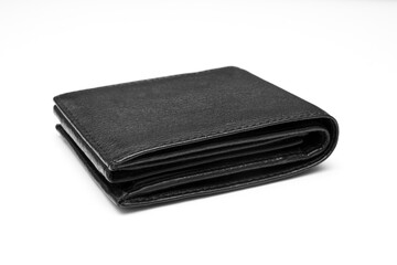 men's leather wallet on isolated white background.