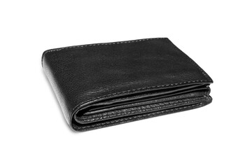 men's leather wallet on isolated white background.