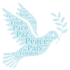 Peace word cloud in different languages 