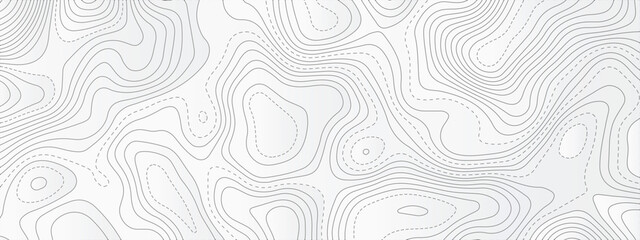 Fototapeta premium Vector contour topographic map background. Topography and geography map grid abstract backdrop, Vector illustration of topographic line contour map, black-white design, Luxury black abstract line art.