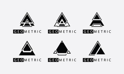 Geometric triangle logo collection. Abstract triangle emblem template. Set of a minimal geometric design elements.